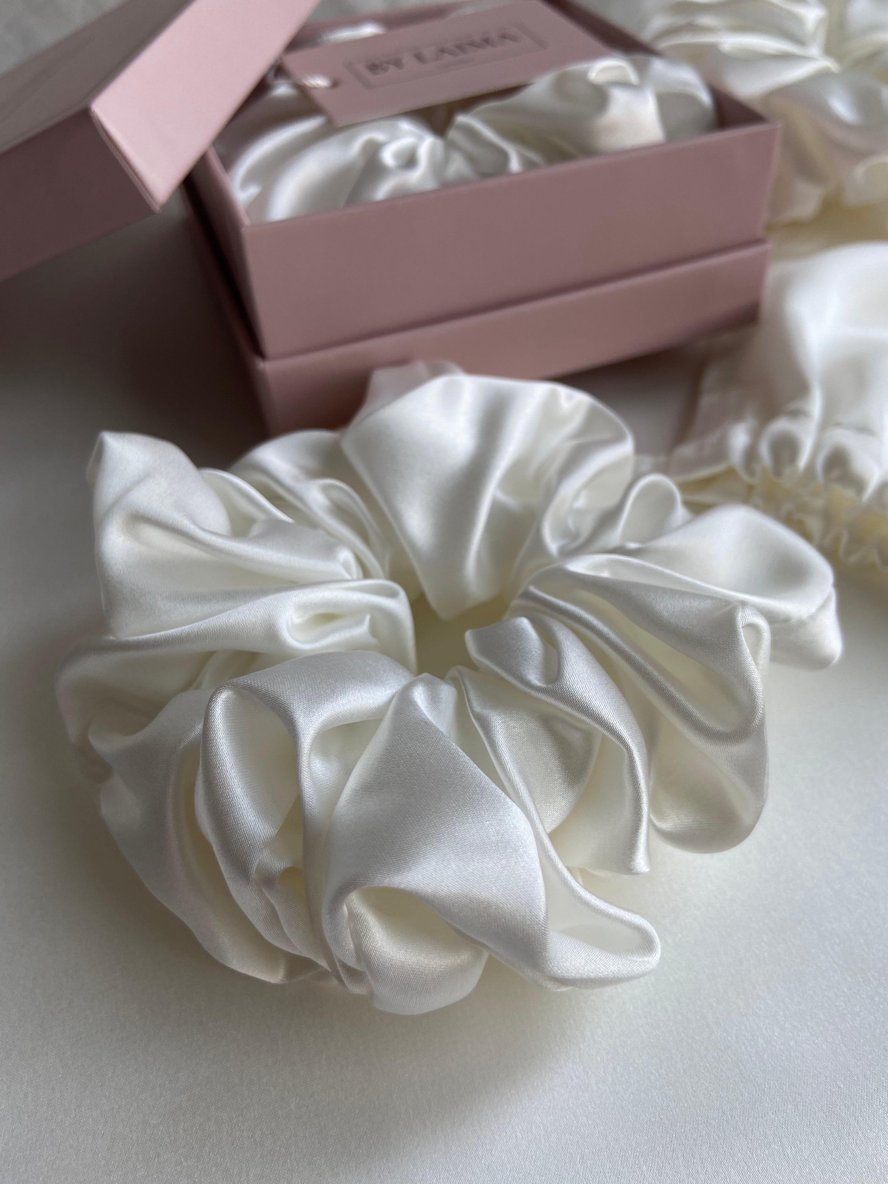 Silk Scrunchie in Moonstone