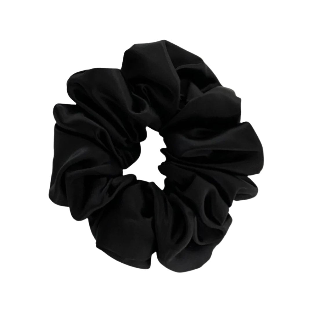 Silk Scrunchie in Onyx Noir